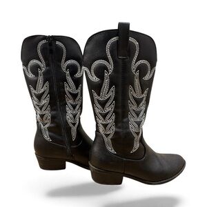 Fashion Nova Black and White Kids Cowboy Boots